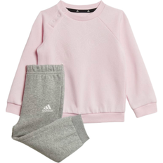 Adidas Infant Girl's Essentials Logo Sweatshirt & Pants Gender Neutral - Clear Pink/White (HM6598)