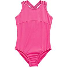 Recycled Materials Swimwear Rainbeau Moves Girl's Strappy Cami Leotard - Pink Bright