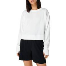 Sweaty Betty After Class Crop Sweatshirt - Lily White