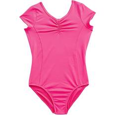 Recycled Materials Swimwear Rainbeau Moves Girl's Princess Seam Cap Sleeve Leotard - Pink Bright