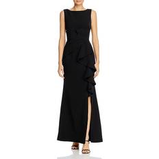 Eliza J Sleeveless Cascading-Ruffle Gown - Black