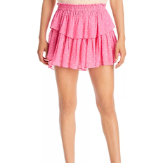 LoveShackFancy Ruffled Mini Skirt - Hot Pink Combo