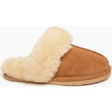 Mocka Slides Minnetonka Sheepskin - Golden Tan
