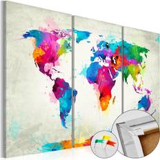 Artgeist verdenskort på kork Artgeist verdenskort Colourful Expression trykt på kork, 3-delt flere størrelser 120x80 Billede