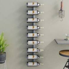 Blanco Botelleros vidaXL De Pared Para 9 Botellas Hierro Blanco Botellero