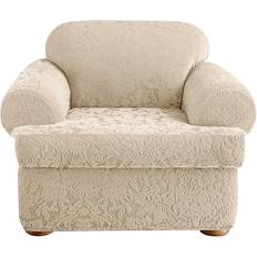 Beige Loose Armchair Covers Sure Fit Stretch Jacquard Damask Loose Armchair Cover Beige