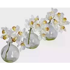 Glass Artificial Plants Nearly Natural Cymbidium Bamboo Palm Orchid Artificial Plant 3