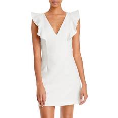 French Connection Whisper Ruffled V-Neck Mini Dress - White