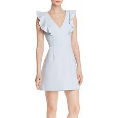 French Connection Whisper Ruffled V-Neck Mini Dress - Light Dream Blue