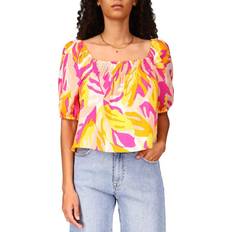 Puff Sleeve Blouses Sanctuary Women's Real Love Printed Blouse - Pink