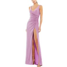 Mac Duggal Ruched Stretch Jersey V-Neck Gown - Lilac