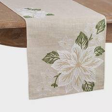 Linen Tablecloths Saro Lifestyle Floraison Tablecloth Beige (177.8x40.64)