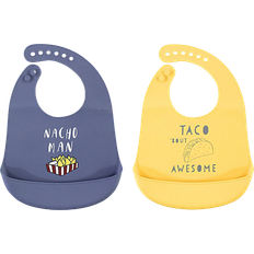 Blue Food Bibs Hudson Silicone Bib 2-pack Nacho Man