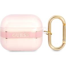 Guess AirPods 3 Cover Printed Stripe & Gold Hook Lyserød