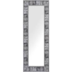 Harmaa Seinäpeilit Beliani Rustic Rectangle Wooden Mosaic Effect 50 x 130 cm Grey White Rosnoen Wall Mirror