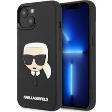 Karl Lagerfeld Apple iPhone 13 mini Handyhüllen Karl Lagerfeld as Lagerfeldas KLHCP13SKH3DBK iPhone 13 mini 5,4 quot juodas juodas kietas deklas, 3D guma Karlo galva