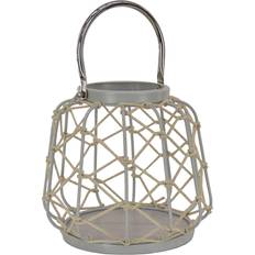 Lanterns National Tree Company Small Metal and Jute Outdoor Gray Lantern