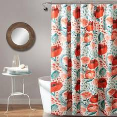 Red Shower Curtains Lush Decor Poppy Garden (240194)