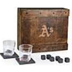 Green Whiskey Carafes Oakland Athletics Whiskey Box Gift Set, Brown Whiskey Carafe 6