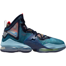 Textile Basketball Shoes Nike LeBron 19 - Blackened Blue/Worn Blue/Atomic Green/Medium Blue