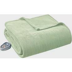 Beautyrest Heated Ribbed Micro Fleece Blankets Green (254x228.6)