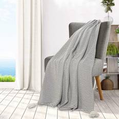 LR Home Striped Tasseled Blankets Black, Beige (152.4x127cm)
