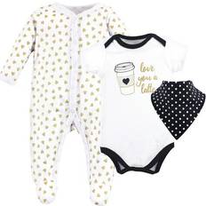 Polka Dots Other Sets Children's Clothing Hudson Baby Sleep and Play Bodysuit and Bandana Bib 3-pack - Latte (10155576)