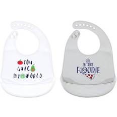 White Food Bibs Hudson Silicone Bib 2-pack You Guac My World