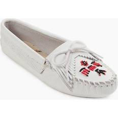 6.5 - White Moccasins Minnetonka Thunderbird Softsole - White