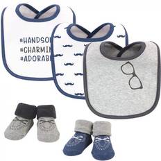 Grey Drool Bibs Hudson Bib and Sock Set 5-pack Handsome Charming Adorable