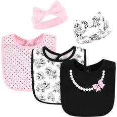 Black Drool Bibs Hudson Cotton Bib and Headband or Caps Set 5-pack Toile