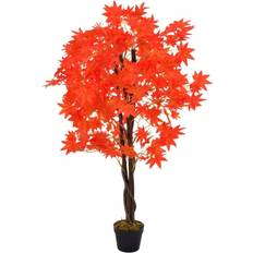 Rojo Plantas Artificiales vidaXL Árbol De Arce Con Macetero Rojo 120 cm Planta Artificial