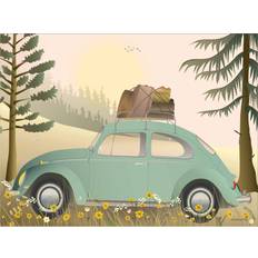 50.0 cm Plakater Vissevasse VW Beetle Green Plakat 70x50cm