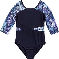 Black - Boys Swimsuits Rainbeau Moves Girl's Seismic Waves 3/4 Sleeve Mesh Leotard - Black (RB6833G)