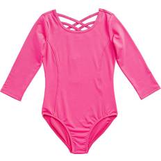 Girls - Sportswear Garment Swimsuits Rainbeau Moves Girl's Criss-Cross Strap 3/4 Sleeve Leotard - Pink (RB6829G)