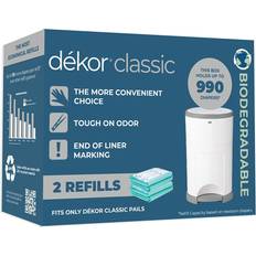 Green Diaper Waste Bags Dekor Hands-Free Biodegradable Diaper Pail Refills 2-Pack