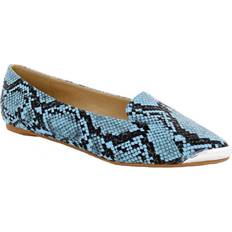 Turquoise - Women Ballerinas Penny Loves Kenny Nik Smoking - Turquoise/Black Snake Print