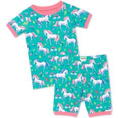 Turkosa Pyjamasar Barnkläder Hatley Unicorn Party Organic Cotton Short Pajama Set - Unicorn Party (S22UPK217O)