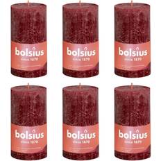 Bolsius Accessoires d'intérieur Bolsius Bougies Pilier Rustiques Shine 4 pcs 130x68 mm Rouge Velours Cierges Sans Fumée Bougie