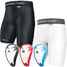 Blanc Shorts SHOCK DOCTOR Short de Compression Avec Bioflex Cup Noir