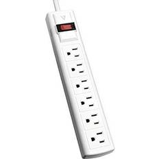 Electrical Accessories V7 6-Outlet Surge Protector 900J 8ft Cord White Power Strip 125V