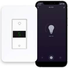 Dimmers Jonathan Y Smart Lighting Led Display Dimmer Switch With Wifi Remote App Control White White