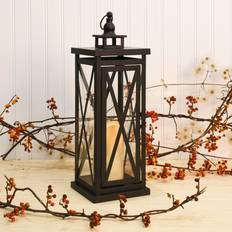 Lanterns LumaBase Black Crisscross Metal w/ Black Lantern