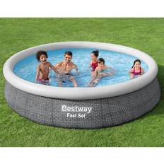 366x76cm Bestway Fast Set Piscine gonflable avec pompe de filtration 366x76 cm Impression rotin Ronde