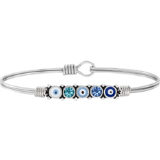 Luca + Danni Evil Eye Bangle Bracelet - Silver/Aquamarine/Blue/White/Black