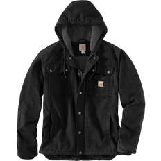 Relaxed Fit Washed Duck Sherpa-Lined Utility Jacket - Black