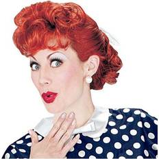 Women Short Wigs I Love Lucy Red Halloween Costume Wig for Adult