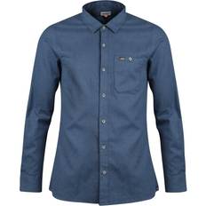 Hombre - Lana Camisas Lundhags Ekren Solid Ms LS Shirt - Mid Blue