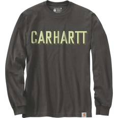 Carhartt Workwear Logo Camisa de Manga Larga - Gris Oscuro/Verde Claro