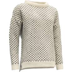 Dame - Merinoull Klær Devold Women's North Sea Split Seam Sweater - Offwhite